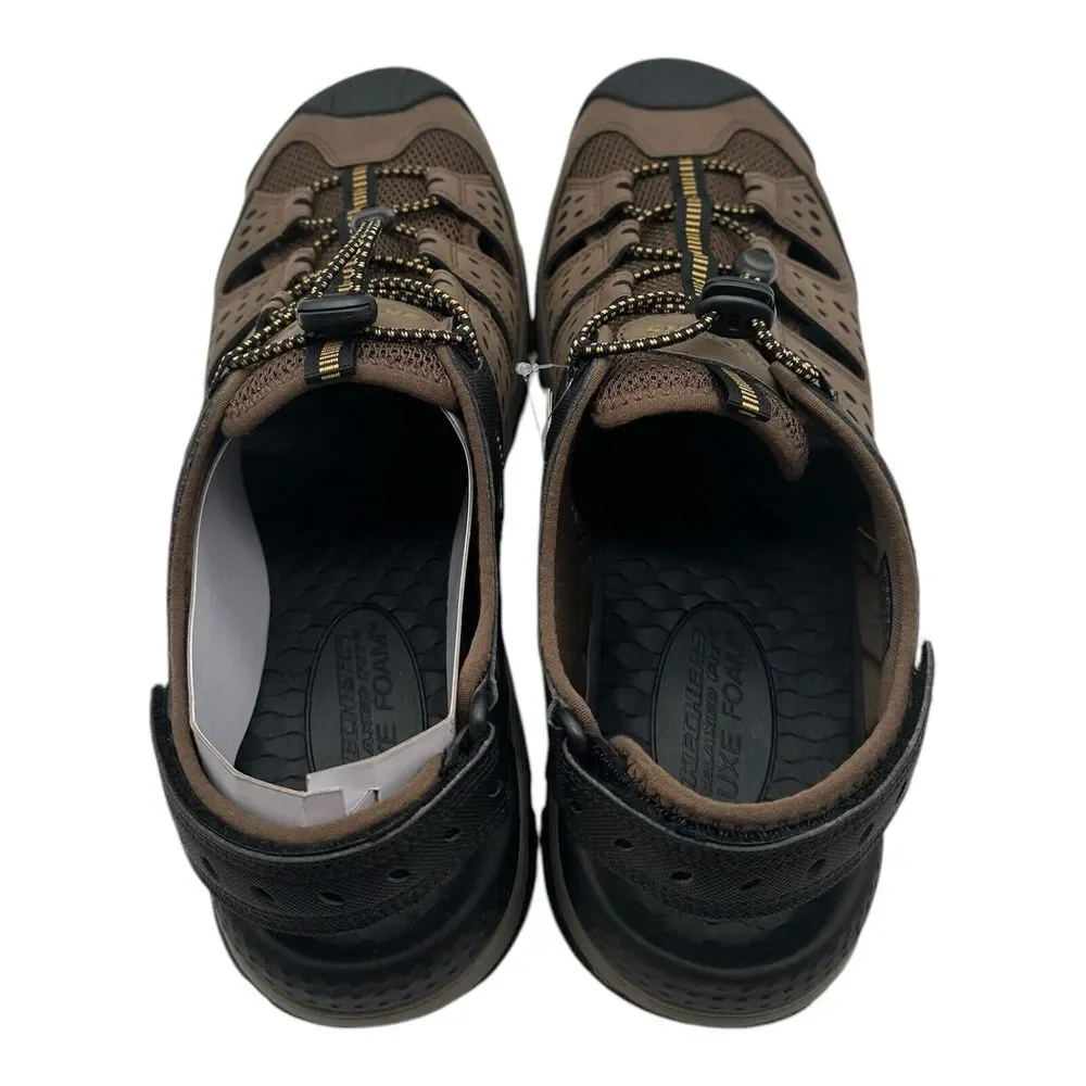 Skechers Tresmen Menard‎ Sandals Men's Size 10 Brown Vegan Relaxed Fit Luxe Foam
